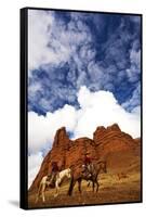 Riders Passing under the Red Rock Hills of the Big Horn Mountains-Terry Eggers-Framed Stretched Canvas