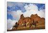 Riders Passing under the Red Rock Hills of the Big Horn Mountains-Terry Eggers-Framed Photographic Print