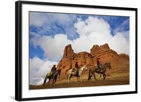 Riders Passing under the Red Rock Hills of the Big Horn Mountains-Terry Eggers-Framed Photographic Print