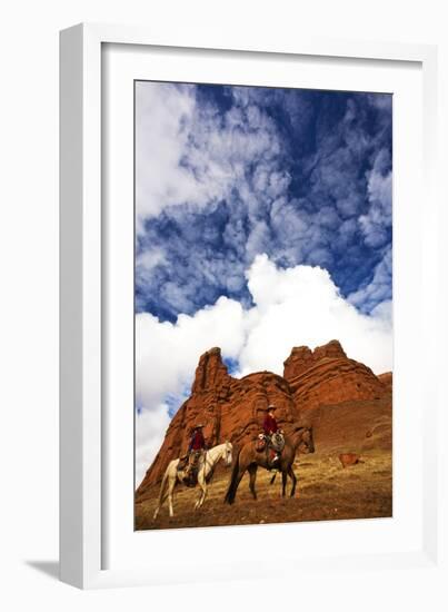 Riders Passing under the Red Rock Hills of the Big Horn Mountains-Terry Eggers-Framed Photographic Print