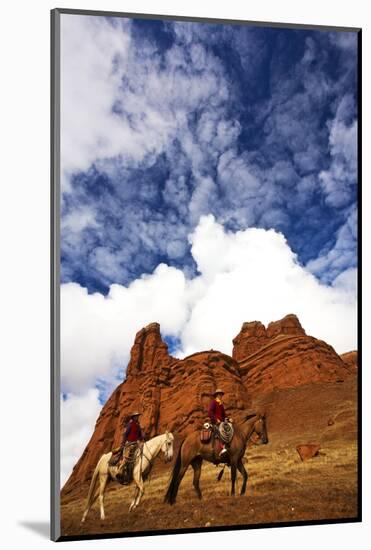 Riders Passing under the Red Rock Hills of the Big Horn Mountains-Terry Eggers-Mounted Photographic Print