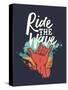 Ridew the Wave - Vintage Beach Surf Sign-cienpies-Stretched Canvas