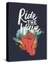 Ridew the Wave - Vintage Beach Surf Sign-cienpies-Stretched Canvas