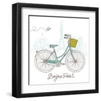 Riding a Bike in Style, Romantic Postcard from Paris-Alisa Foytik-Framed Art Print