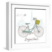 Riding a Bike in Style, Romantic Postcard from Paris-Alisa Foytik-Framed Art Print