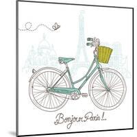 Riding a Bike in Style, Romantic Postcard from Paris-Alisa Foytik-Mounted Art Print