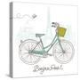 Riding a Bike in Style, Romantic Postcard from Paris-Alisa Foytik-Stretched Canvas