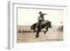 Riding a Nevada Bronco-null-Framed Art Print