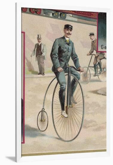 Riding a Penny-Farthing-null-Framed Art Print