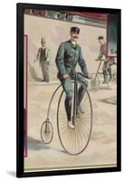 Riding a Penny-Farthing-null-Framed Art Print