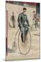 Riding a Penny-Farthing-null-Mounted Art Print