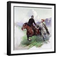 Riding Hard with Two Shooters, 1919-Frank Tenney Johnson-Framed Giclee Print