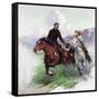 Riding Hard with Two Shooters, 1919-Frank Tenney Johnson-Framed Stretched Canvas
