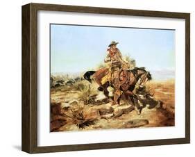 Riding Line-Charles Marion Russell-Framed Art Print