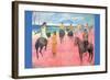 Riding on the Beach-Paul Gauguin-Framed Art Print