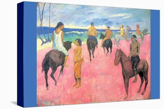 Riding on the Beach-Paul Gauguin-Stretched Canvas