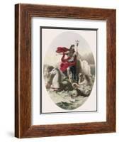 Riding the Waves in His Horse- Drawn Chariot, Saluted by Tritons as He Passes-null-Framed Art Print
