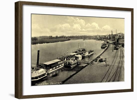 Riesa an Elbe, Dampferanlegestelle, Dampfer Saxonia-null-Framed Giclee Print