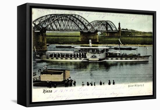 Riesa Sachsen, Dampfer Kaiser Wilhelm II, Brücke-null-Framed Stretched Canvas