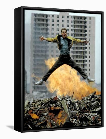 Riff Leaps over Smoldering Rubble of New York Slum Clearance Project in Scene from West Side Story-Gjon Mili-Framed Stretched Canvas