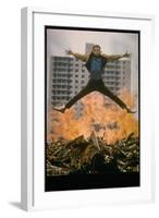 Riff Leaps over Smoldering Rubble of New York Slum Clearance Project in Scene from West Side Story-Gjon Mili-Framed Photographic Print