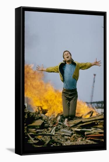 Riff Leaps over Smoldering Rubble, Scene from West Side Story-Gjon Mili-Framed Stretched Canvas