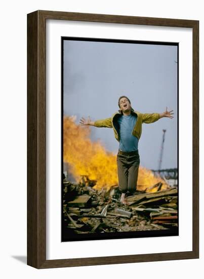 Riff Leaps over Smoldering Rubble, Scene from West Side Story-Gjon Mili-Framed Photographic Print