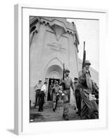 Rifle Toting National Guardmen Exit Attica Prison after Putting Down an Inmate Revolt-null-Framed Photographic Print