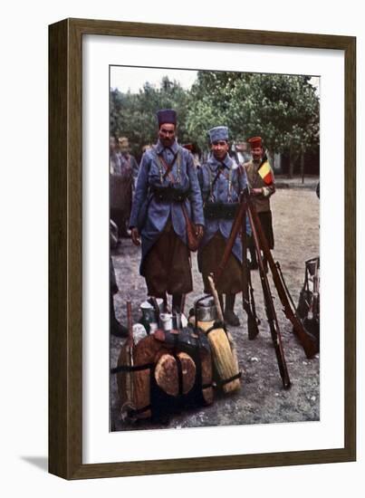 Riflemen from Algeria in a Camp During the Battle of the Marne East of Paris, September 1914-Jules Gervais-Courtellemont-Framed Giclee Print