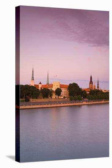 Riga Castle and the River Daugava Illuminated at Sunset, Riga, Latvia, Europe-Doug Pearson-Stretched Canvas