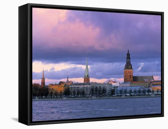 Riga from Across Daugava River, Latvia-Jon Arnold-Framed Stretched Canvas