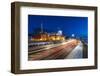 Riga's skyline and President Castle at night in winter, Old Town, Riga, Latvia-Toms Auzins-Framed Photographic Print