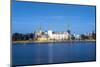 Riga's skyline and President Castle at night in winter, Old Town, Riga, Latvia-Toms Auzins-Mounted Photographic Print