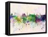 Riga Skyline in Watercolor Background-paulrommer-Framed Stretched Canvas