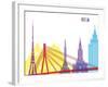 Riga Skyline Pop-paulrommer-Framed Art Print