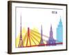 Riga Skyline Pop-paulrommer-Framed Art Print