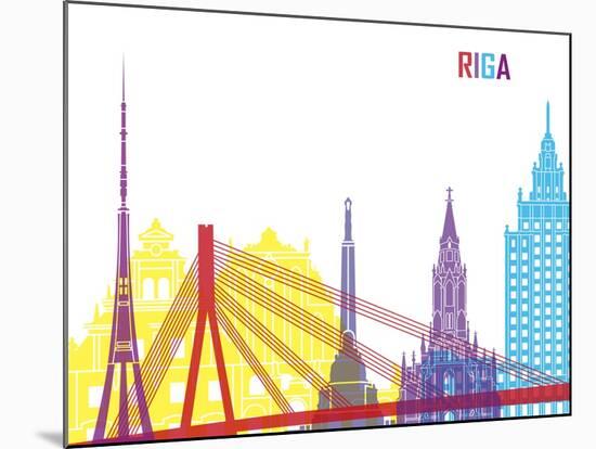 Riga Skyline Pop-paulrommer-Mounted Art Print