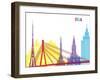 Riga Skyline Pop-paulrommer-Framed Art Print