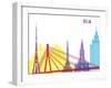 Riga Skyline Pop-paulrommer-Framed Art Print