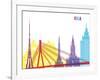 Riga Skyline Pop-paulrommer-Framed Art Print