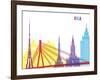 Riga Skyline Pop-paulrommer-Framed Art Print