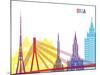 Riga Skyline Pop-paulrommer-Mounted Art Print