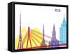 Riga Skyline Pop-paulrommer-Framed Stretched Canvas