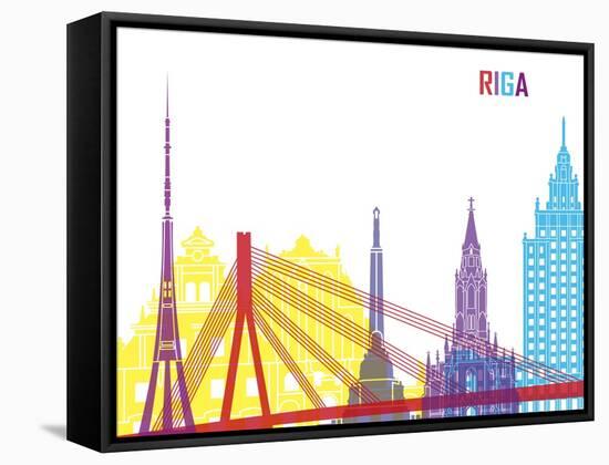 Riga Skyline Pop-paulrommer-Framed Stretched Canvas