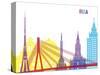 Riga Skyline Pop-paulrommer-Stretched Canvas