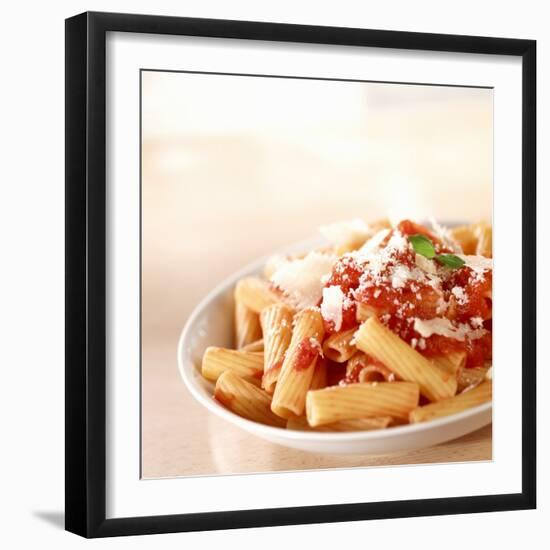 Rigatoni with Tomato Sauce and Parmigiano-null-Framed Photographic Print