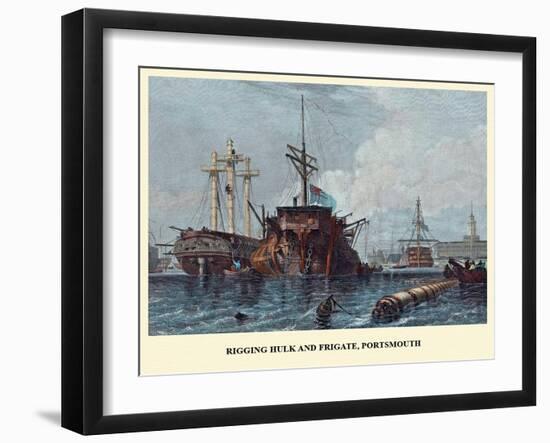 Rigging Hulk And Frigate, Portsmouth-EW Cooke-Framed Art Print