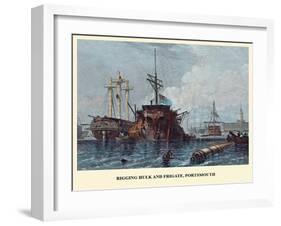 Rigging Hulk And Frigate, Portsmouth-EW Cooke-Framed Art Print