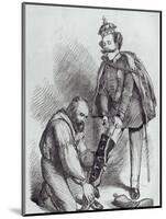 Right Leg in the Boot at Last, Caricature of Giuseppe Garibaldi and the King of Italy-null-Mounted Giclee Print