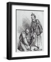 Right Leg in the Boot at Last, Caricature of Giuseppe Garibaldi and the King of Italy-null-Framed Premium Giclee Print